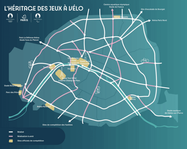 Pour les JO de Paris 2024 la ville de Paris va créer de nouvelles infrastructures cyclables.